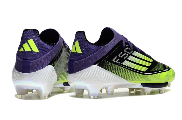 Adidas F50 Green Purple Low-Cut Knit Upper Three-Stripe Graphic Overlay Firm-Ground Soccer Shoes 5