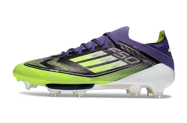 Adidas F50 Green Purple Low-Cut Knit Upper Three-Stripe Graphic Overlay Firm-Ground Soccer Shoes 7