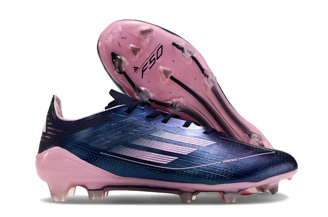 Adidas F50 Navy Pink Low-Cut Lace-Up Sprintweb Cage Overlay Firm-Ground Soccer Shoes 5