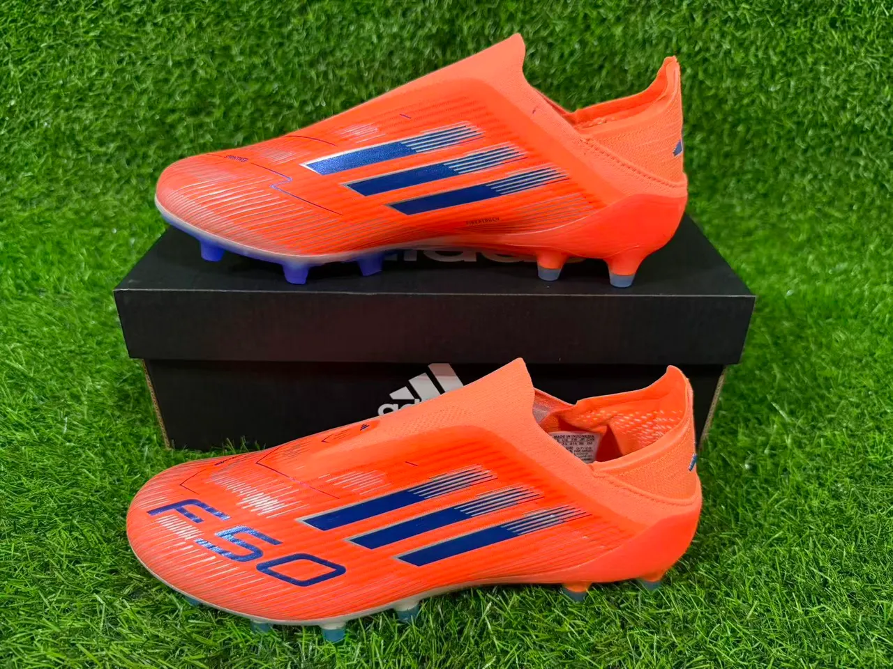 Adidas F50 কমলা এবং নীল দৃঢ় মাটির ফুটবল জুতো 7