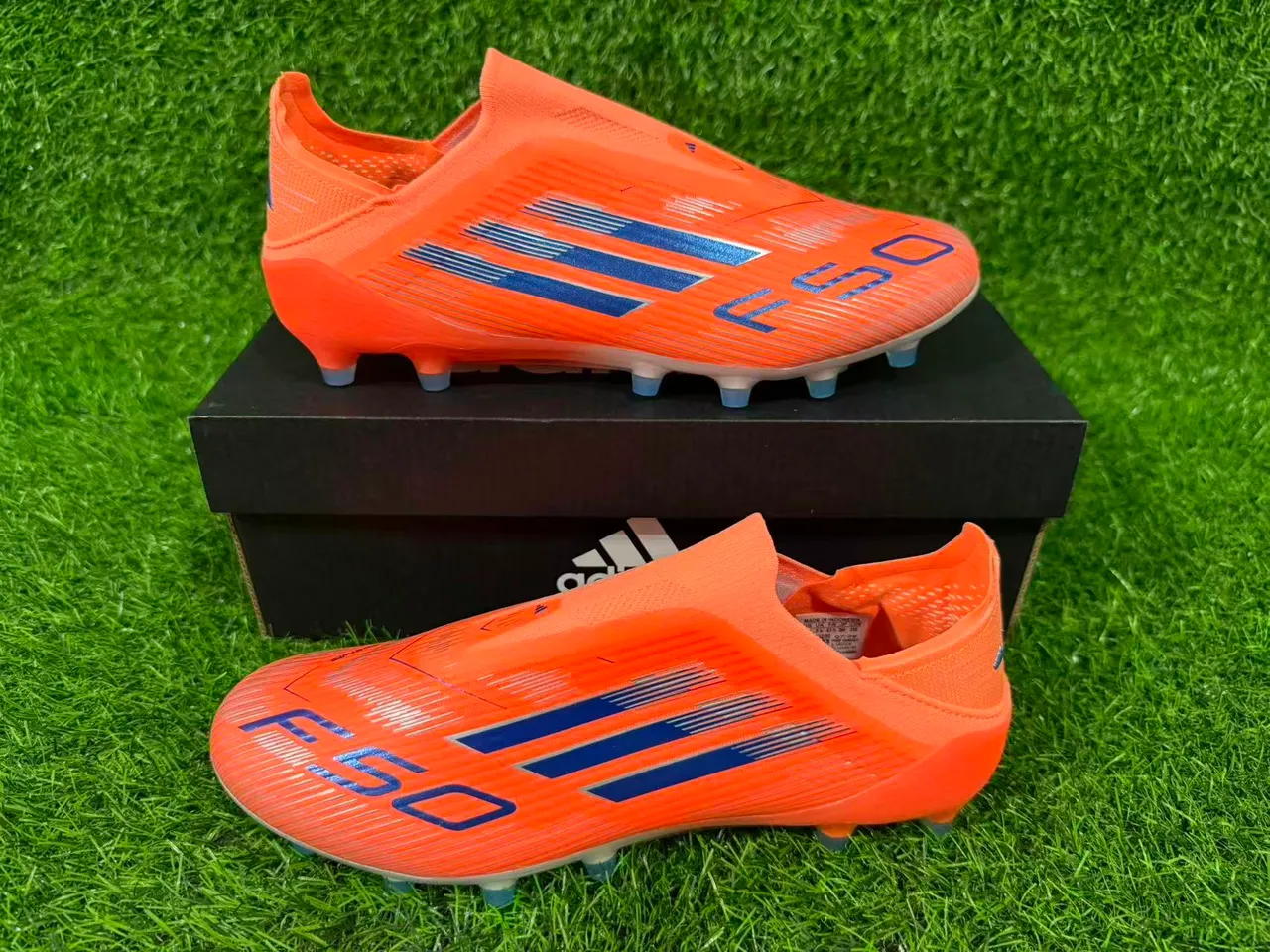 Adidas F50 কমলা এবং নীল দৃঢ় মাটির ফুটবল জুতো 8