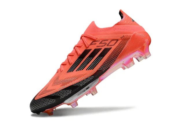 Adidas F50 Orange Black Low-Cut Knit Upper Translucent Iridescent Outsole Firm-Ground Soccer Shoes 3