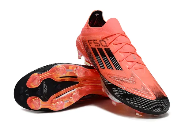 Adidas F50 Orange Black Low-Cut Knit Upper Translucent Iridescent Outsole Firm-Ground Soccer Shoes 4