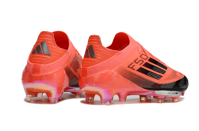 Adidas F50 Orange Black Low-Cut Knit Upper Translucent Iridescent Outsole Firm-Ground Soccer Shoes 5