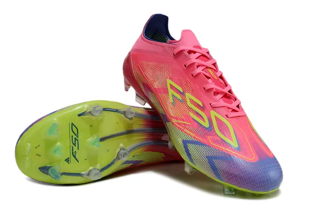 Adidas F50 Pink Multicolor Low-Cut Synthetic Upper Gradient Print Firm-Ground Soccer Shoes 4