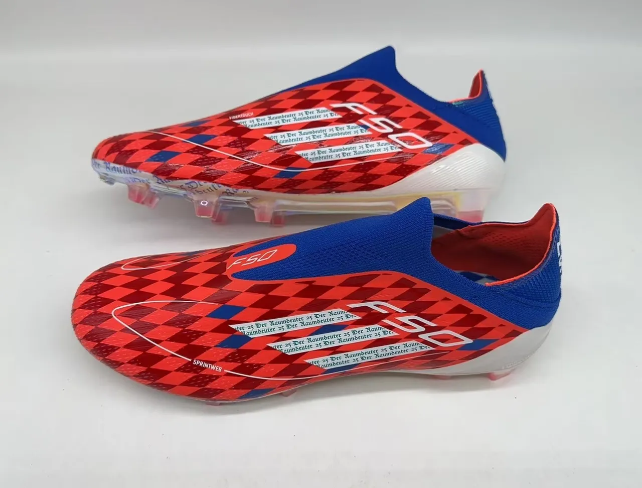 Adidas F50 Red Blue Sprintweb Firm-Ground Soccer Shoes 2
