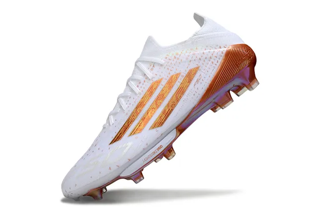 Adidas F50 White Gold Low-Cut Knit Upper Iridescent Metallic Stripes Firm-Ground Soccer Shoes 3