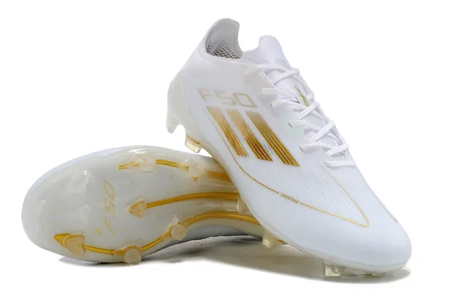 Adidas F50 White Gold 低调纹理针织鞋面钉地足球鞋 4