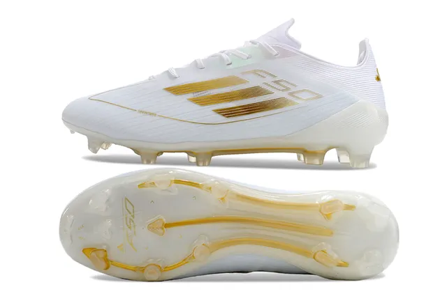 Adidas F50 White Gold 低调纹理针织鞋面钉地足球鞋 6