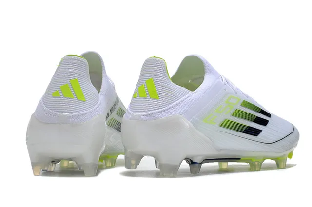 Adidas F50 White Green Low-Cut Knit Upper Gradient Three-Stripe Design Firm-Ground Soccer Shoes 5