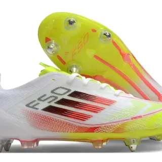 Adidas F50 White Neon Yellow Red Gradient Firm-Ground Soccer Shoes