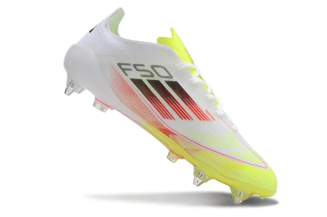 Adidas F50 White Neon Yellow Red Gradient Firm-Ground Soccer Shoes 2