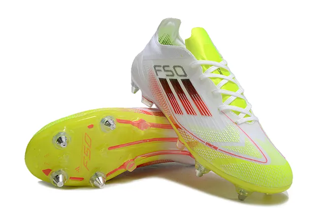 Adidas F50 White Neon Yellow Red Gradient Firm-Ground Soccer Shoes 4