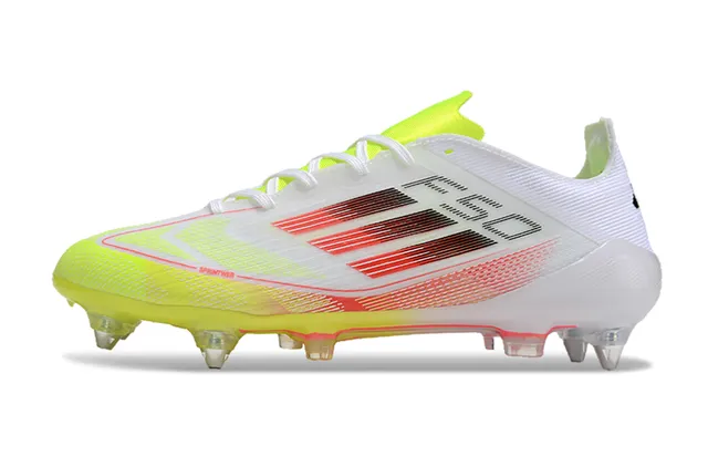 Adidas F50 White Neon Yellow Red Gradient Firm-Ground Soccer Shoes 7