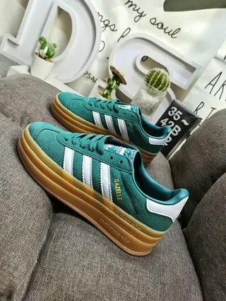 Adidas Gazelle Teal Suede Platform Lifestyle Sneakers 7