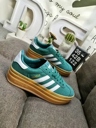 Adidas Gazelle Teal Suede Platform Lifestyle Sneakers 9