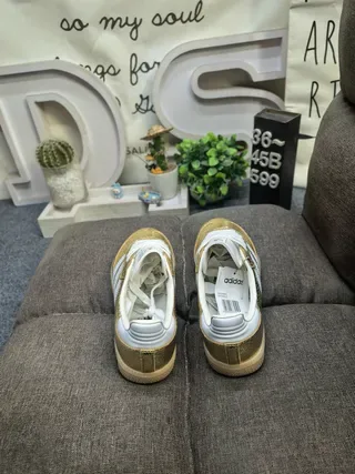 Adidas Gold White Metallic Upper Three Stripes Lifestyle Sneakers 8