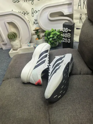 Adidas Gray Black Engineered Mesh Upper Three-Stripe Side Branding Running Shoes 6