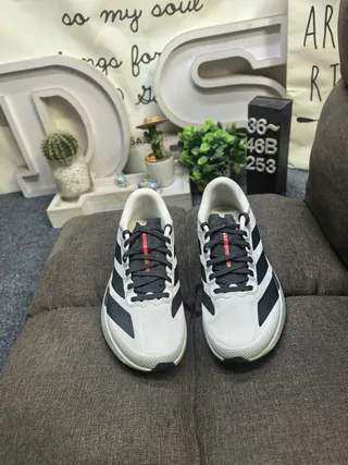 Adidas Gray Black Engineered Mesh Upper Three-Stripe Side Branding Running Shoes 10