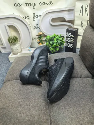 Adidas Gray Black Platform Sole Three-Stripe Side Panel Chunky Sneakers 16