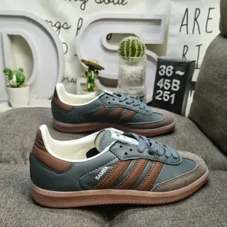 Adidas Gray Brown Low-Top Suede-Leather Mix Lifestyle Sneakers