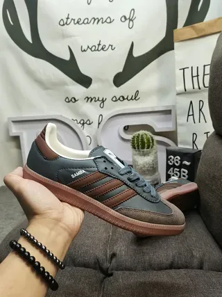 Adidas Gray Brown Low-Top Suede-Leather Mix Lifestyle Sneakers 5