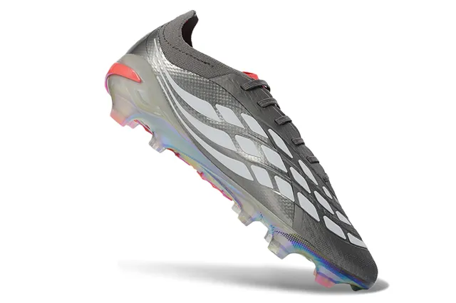 Adidas Gray Red Textured Synthetic Upper Iridescent Translucent Soleplate Firm-Ground Soccer Shoes 2