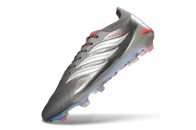 Adidas Gray Red Textured Synthetic Upper Iridescent Translucent Soleplate Firm-Ground Soccer Shoes 3
