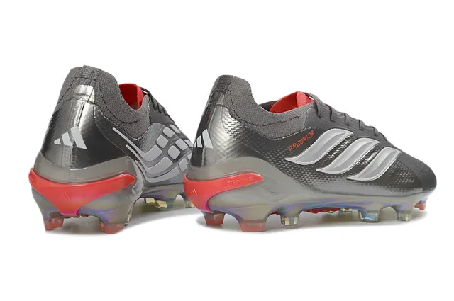 Adidas Gray Red Textured Synthetic Upper Iridescent Translucent Soleplate Firm-Ground Soccer Shoes 5