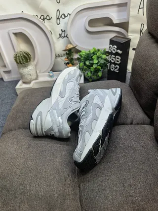 Adidas Gray Silver Multi-Layered Midsole Mesh And Synthetic Overlay Construction Chunky Sneakers 6