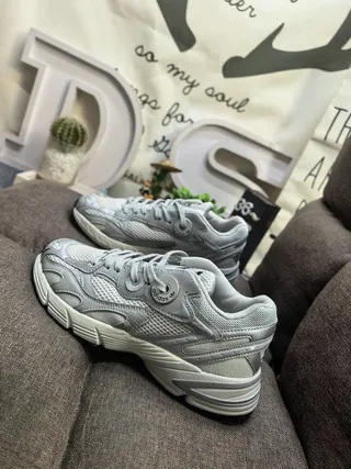 Adidas Gray Silver Multi-Layered Midsole Mesh And Synthetic Overlay Construction Chunky Sneakers 7