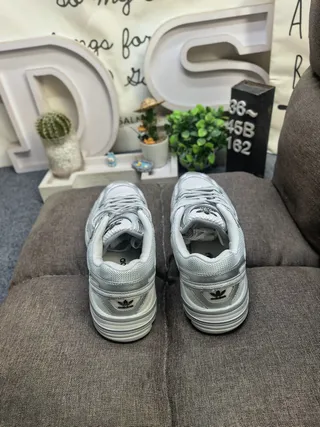 Adidas Gray Silver Multi-Layered Midsole Mesh And Synthetic Overlay Construction Chunky Sneakers 8