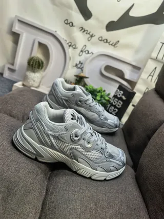 Adidas Gray Silver Multi-Layered Midsole Mesh And Synthetic Overlay Construction Chunky Sneakers 9