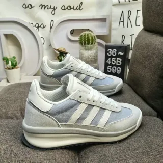 Adidas Gray White Retro Runner Silhouette Three-Stripe Side Panel Lifestyle Sneakers