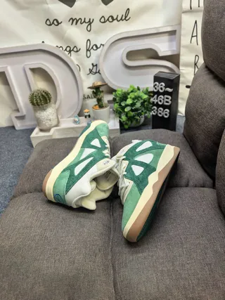Adidas Green Beige Suede And Cream Textile Triangular Cutout Overlays Lifestyle Sneakers 6