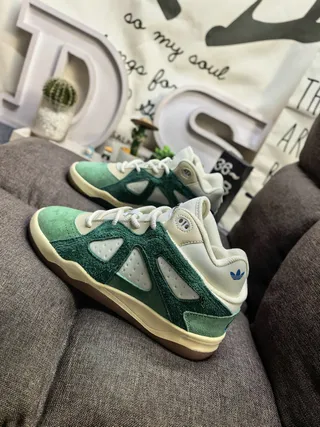 Adidas Green Beige Suede And Cream Textile Triangular Cutout Overlays Lifestyle Sneakers 7