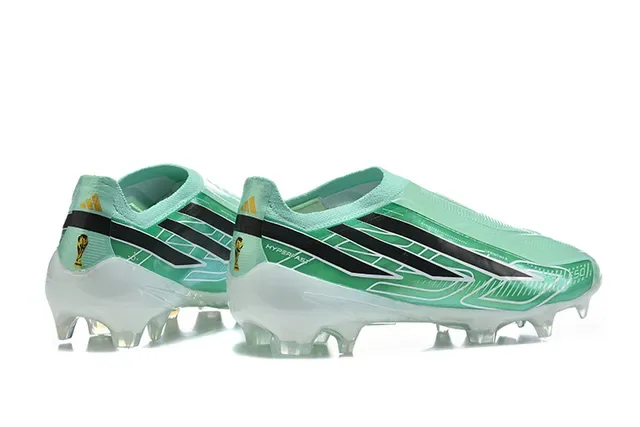Adidas Chuteiras de futebol verde preto low-cut com upper sock-fit e cadarços assimétricos para terreno firme 2