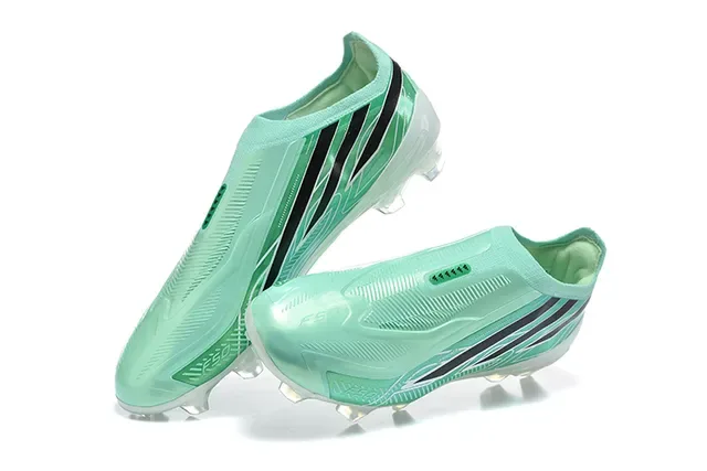 Adidas Chuteiras de futebol verde preto low-cut com upper sock-fit e cadarços assimétricos para terreno firme 3