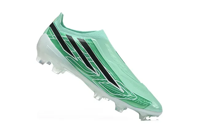 Adidas Chuteiras de futebol verde preto low-cut com upper sock-fit e cadarços assimétricos para terreno firme 4