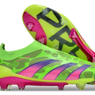 Adidas Green Pink Neon Lime Knit Upper Gradient Three Stripes Firm-Ground Soccer Shoes