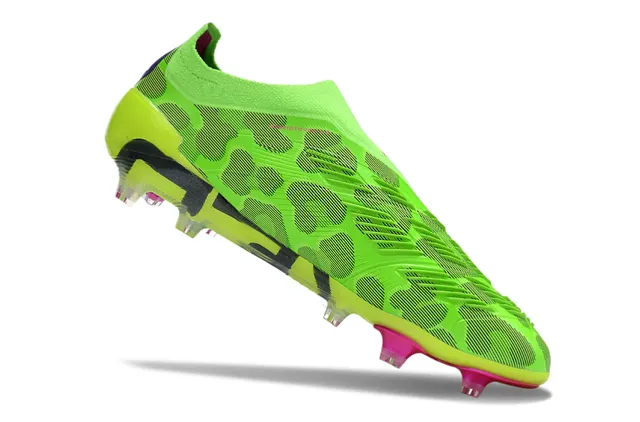 Adidas Green Pink Neon Lime Knit Upper Gradient Three Stripes Firm-Ground Soccer Shoes 2