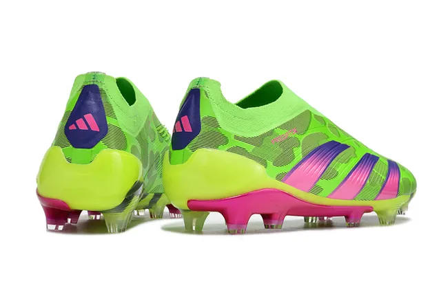 Adidas Green Pink Neon Lime Knit Upper Gradient Three Stripes Firm-Ground Soccer Shoes 5