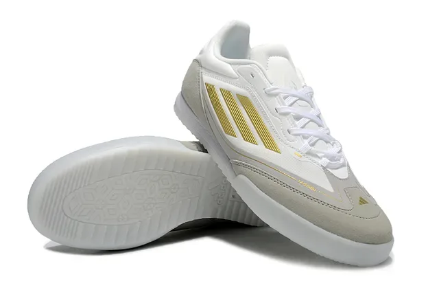 Adidas Indoor Soccer Shoes White Beige Gold Lifestyle Sneakers 4