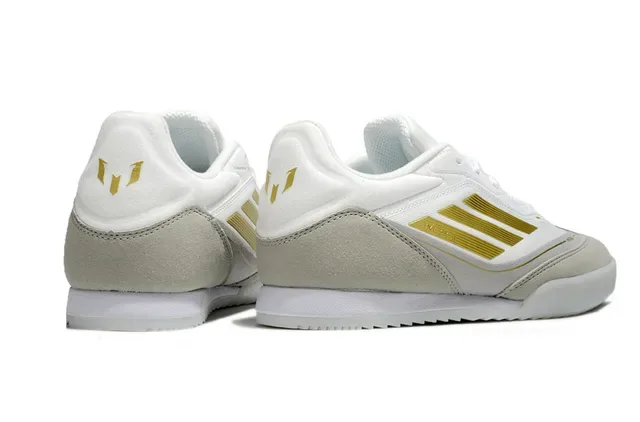 Adidas Indoor Soccer Shoes White Beige Gold Lifestyle Sneakers 5