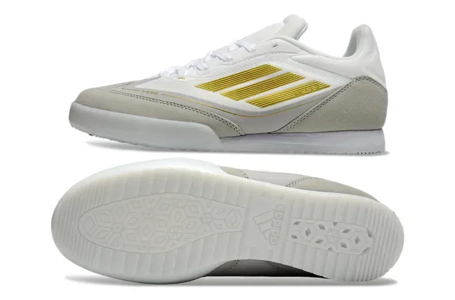 Adidas Indoor Soccer Shoes White Beige Gold Lifestyle Sneakers 6