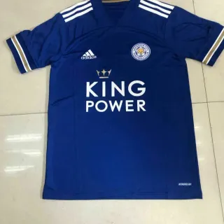 Adidas Leicester City Navy White V-Neck Three-Stripe Shoulders Jersey