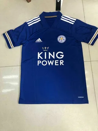 Adidas Leicester City Bleu Marine Blanc Col V Trois Rayures Épaules Maillot 2