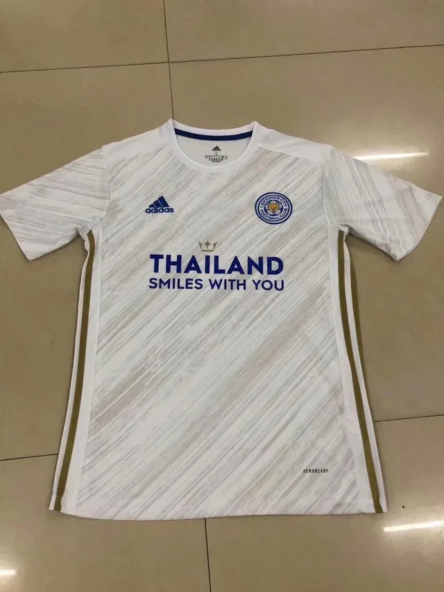 Adidas Leicester City Bleu Marine Blanc Col V Trois Rayures Épaules Maillot 3