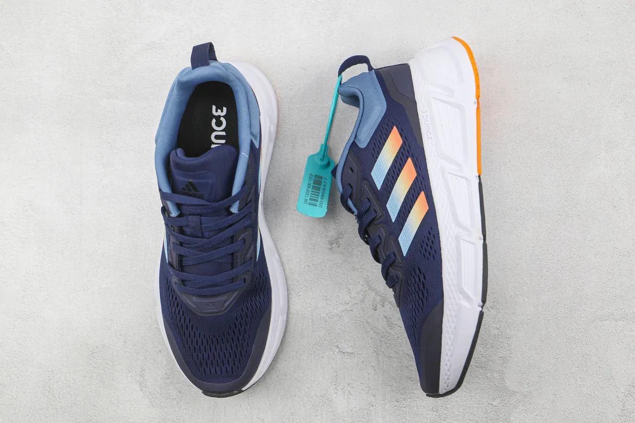 Adidas Navy Blue Engineered Mesh Upper Gradient Three-Stripe Branding Running Shoes 3