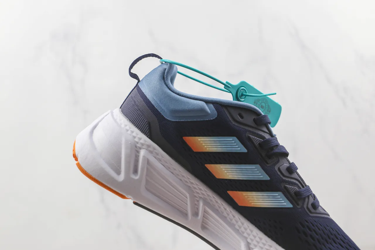 Adidas Navy Blue Engineered Mesh Upper Gradient Three-Stripe Branding Running Shoes 5